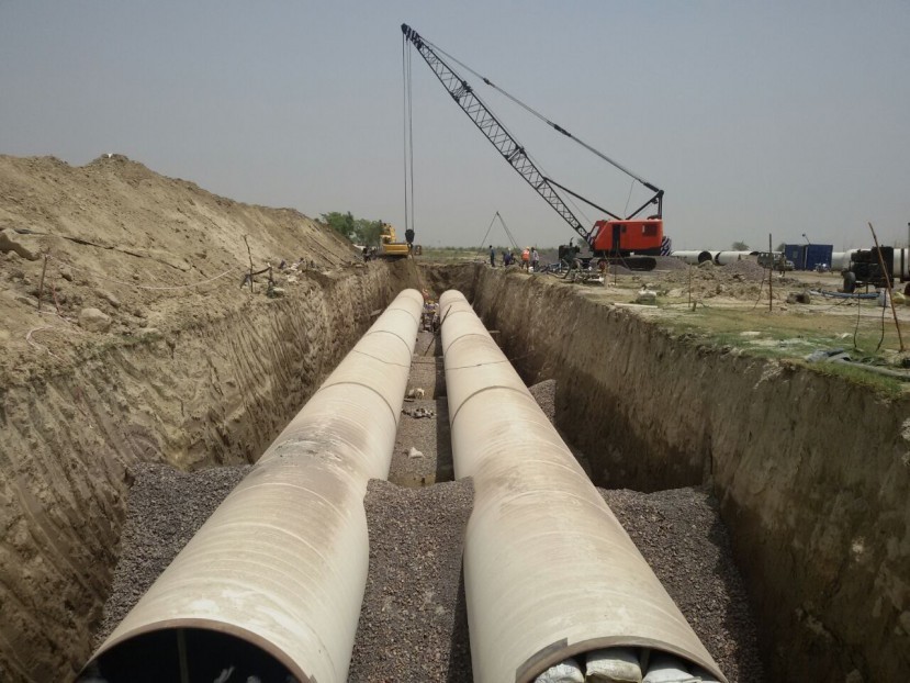 Laying of twin 2100 nn dia by 100 kms pipeline